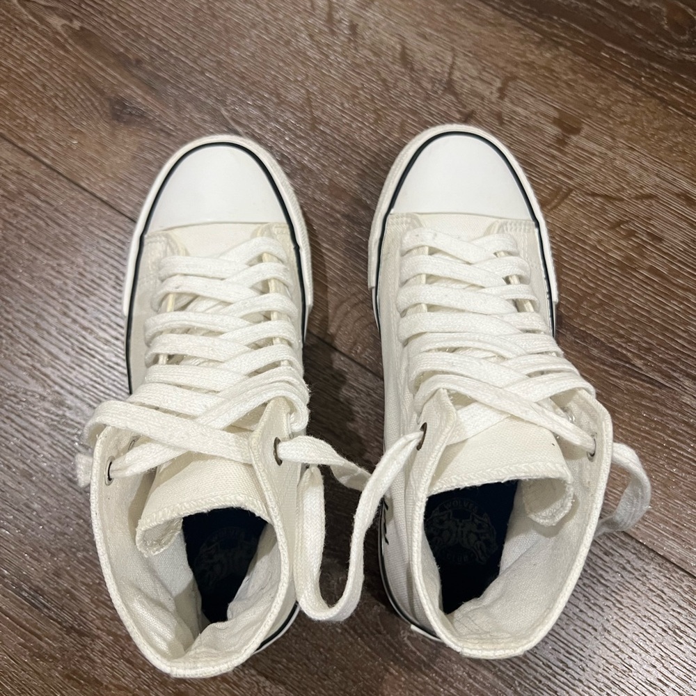 Wolves darc sport White High-Top Sneakers with Black wolf Design size 8 - Picture 4 of 13